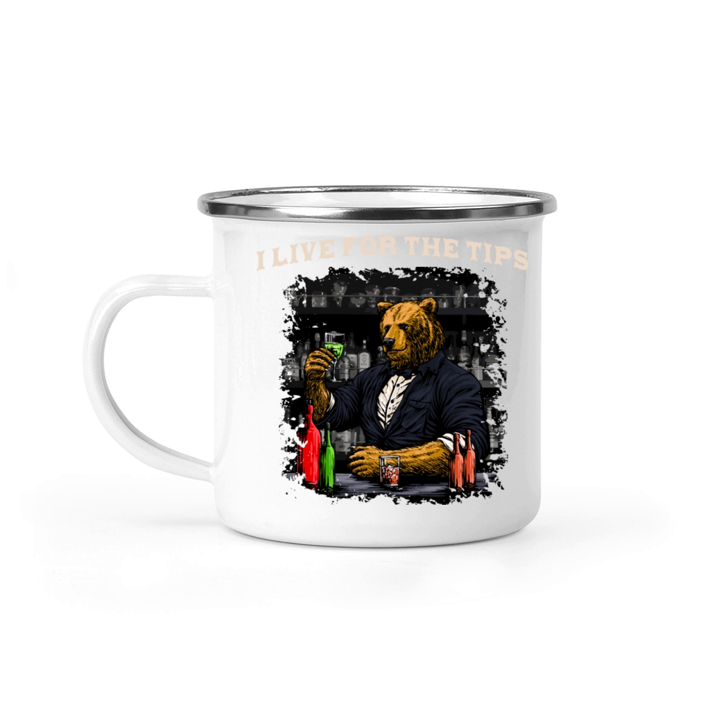 I Live for the Tips Funny Bartender Humor Bartendi Camping Mug
