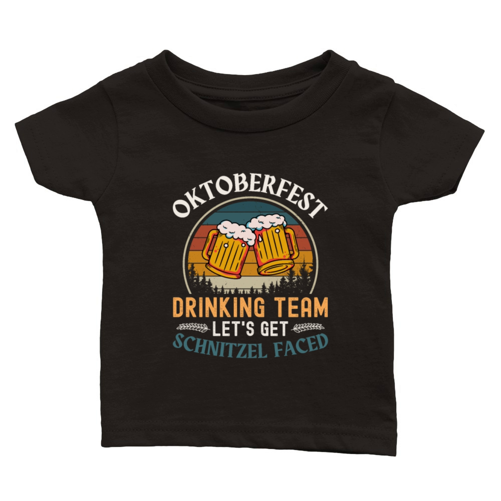 Oktoberfest Drinking Team Lets Get SCHNITZEL Face Classic Baby Crewneck T-shirt