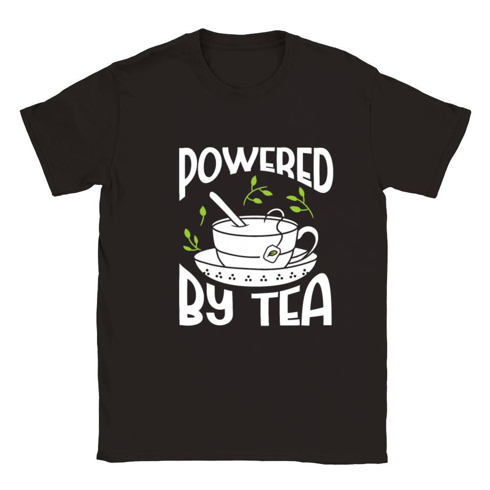 Tea Lover Tea Drinker Quotes Powered By Tea Classic Kids Crewneck T-shirt