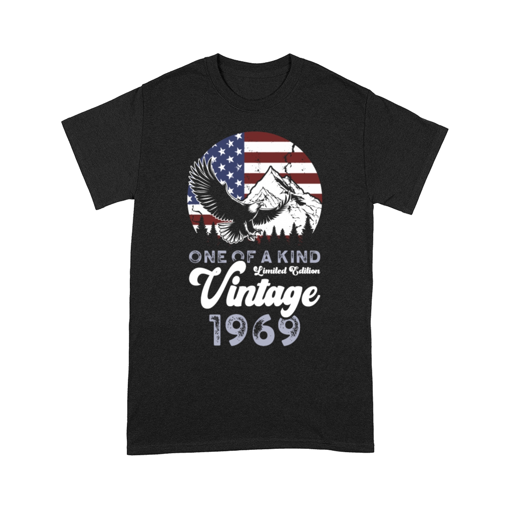 Vintage 1969 Birthday American Flag Comfort T-shirt