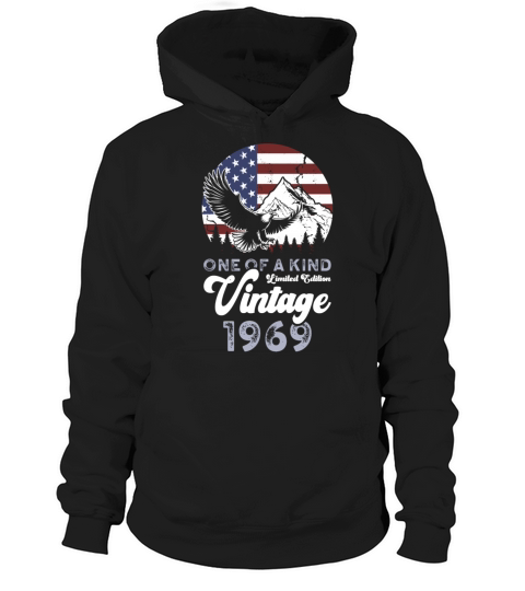 Vintage 1969 Birthday American Flag Hoodie Unisex