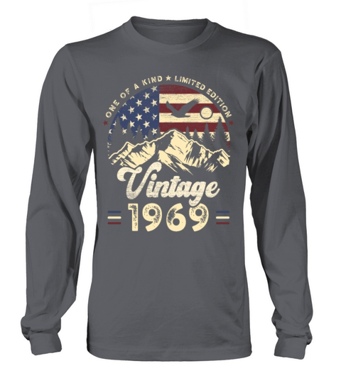 Vintage 1969 Birthday American Flag Long sleeved Unisex