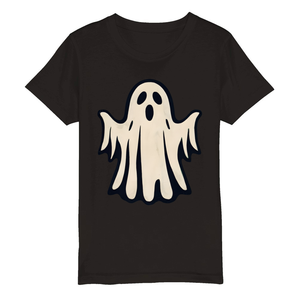 Classic Vintage Ghost - Simple Halloween Design Organic Kids Crewneck T-shirt