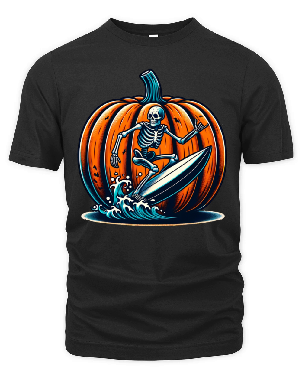 Vintage Surfing Skeleton Shirt Halloween Surfboard Organic Unisex T-shirt