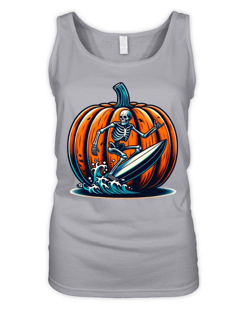 Vintage Surfing Skeleton Shirt Halloween Surfboard Organic Women's Tank Top