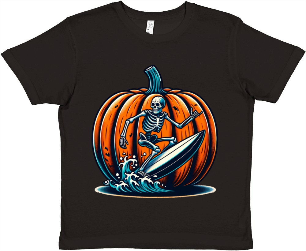 Vintage Surfing Skeleton Shirt Halloween Surfboard Premium Kids Crewneck T-shirt
