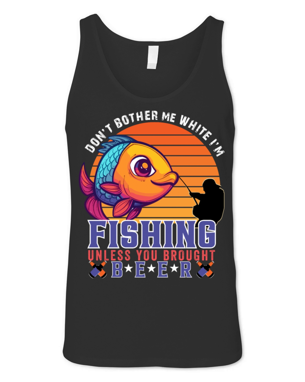 Fishing sunset vintage shirt Unisex Jersey Tank