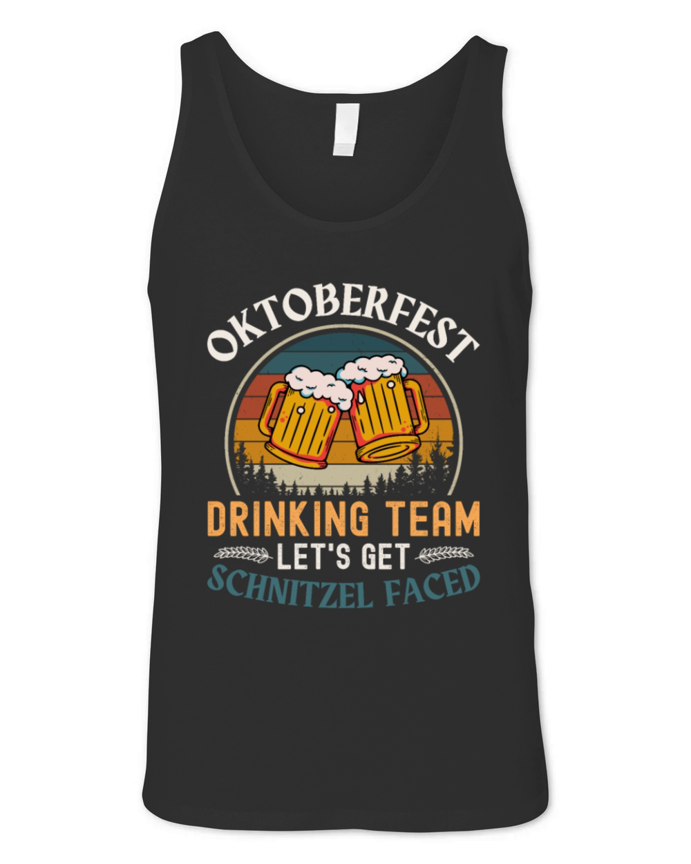 Oktoberfest Drinking Team Lets Get SCHNITZEL Face Unisex Jersey Tank