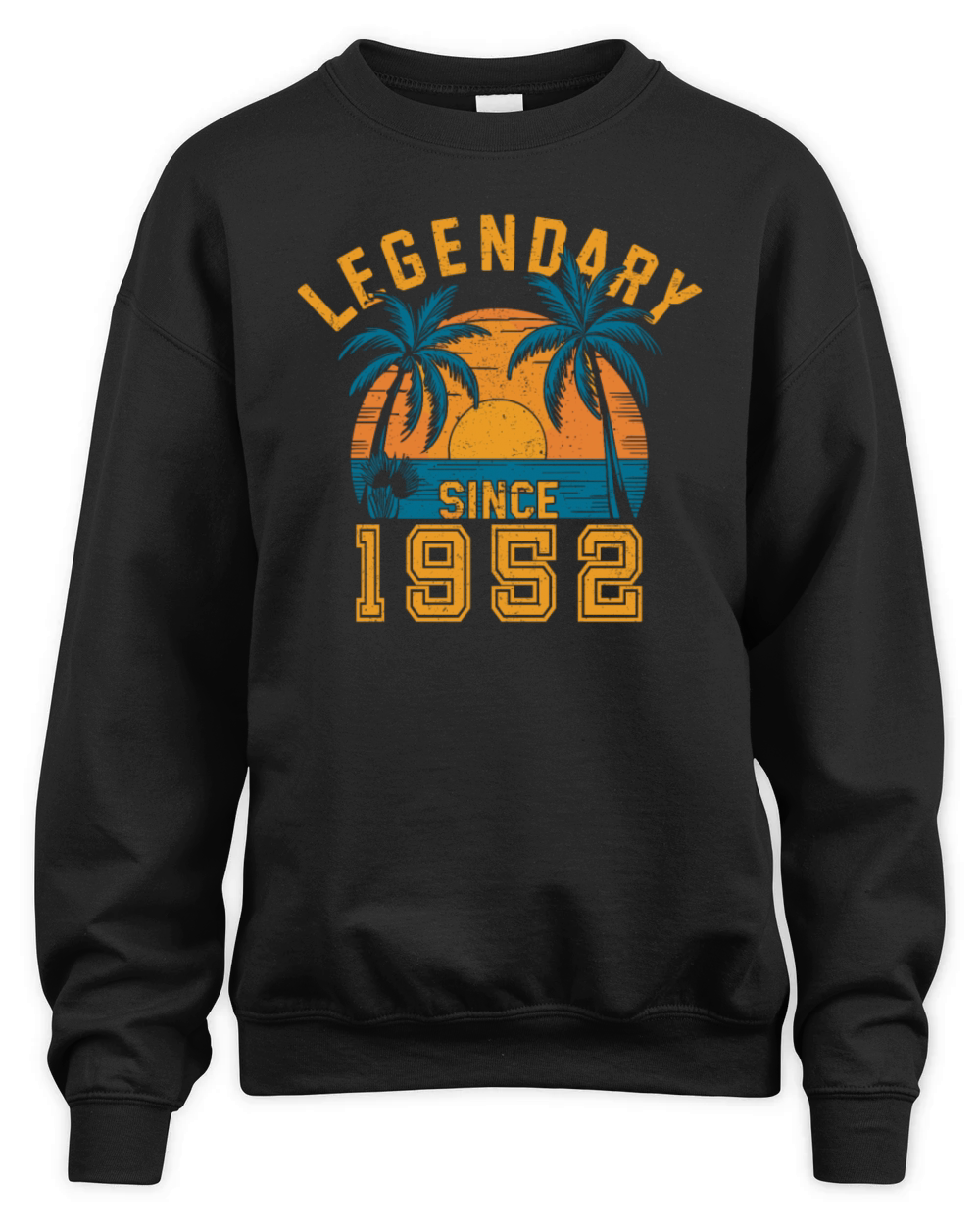 Legendary Since 1952 Birthday Sunset Retro Palm Unisex Premium Crewneck Sweatshirt