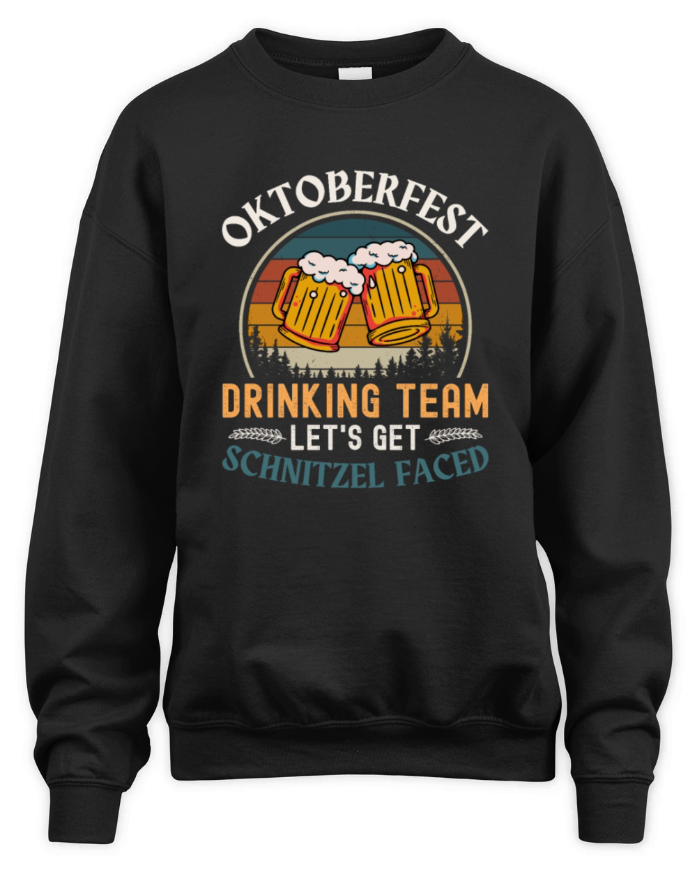 Oktoberfest Drinking Team Lets Get SCHNITZEL Face Unisex Premium Crewneck Sweatshirt
