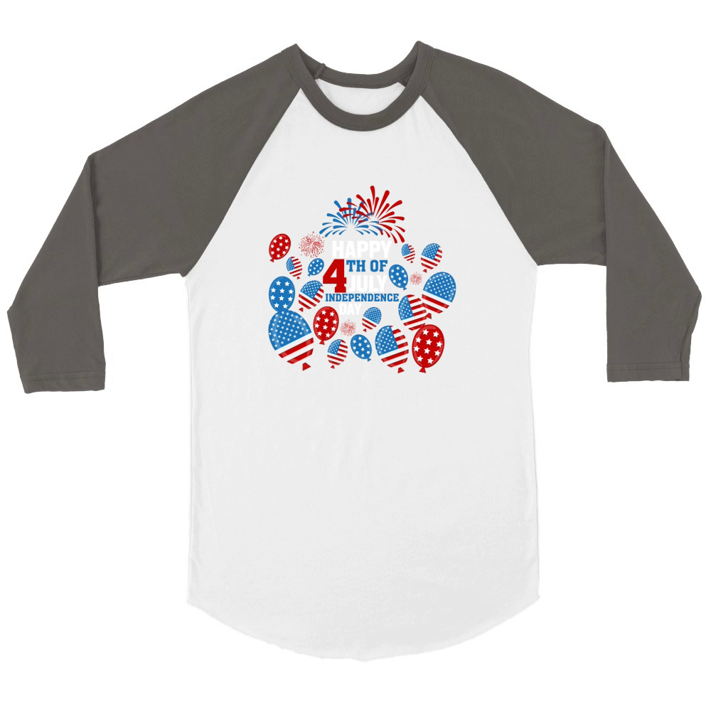 Happy 4th of July Independence (2) Unisex ¾ sleeve Raglan T-shirt