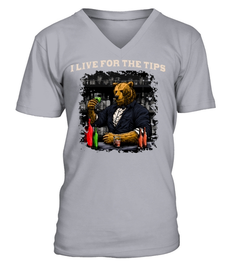 I Live for the Tips Funny Bartender Humor Bartendi V-Neck T-shirt