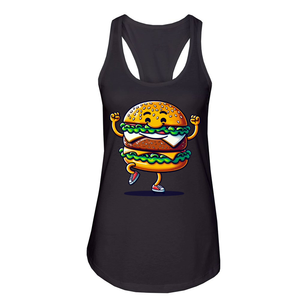 Burger Dancing Women's Racerback Tank