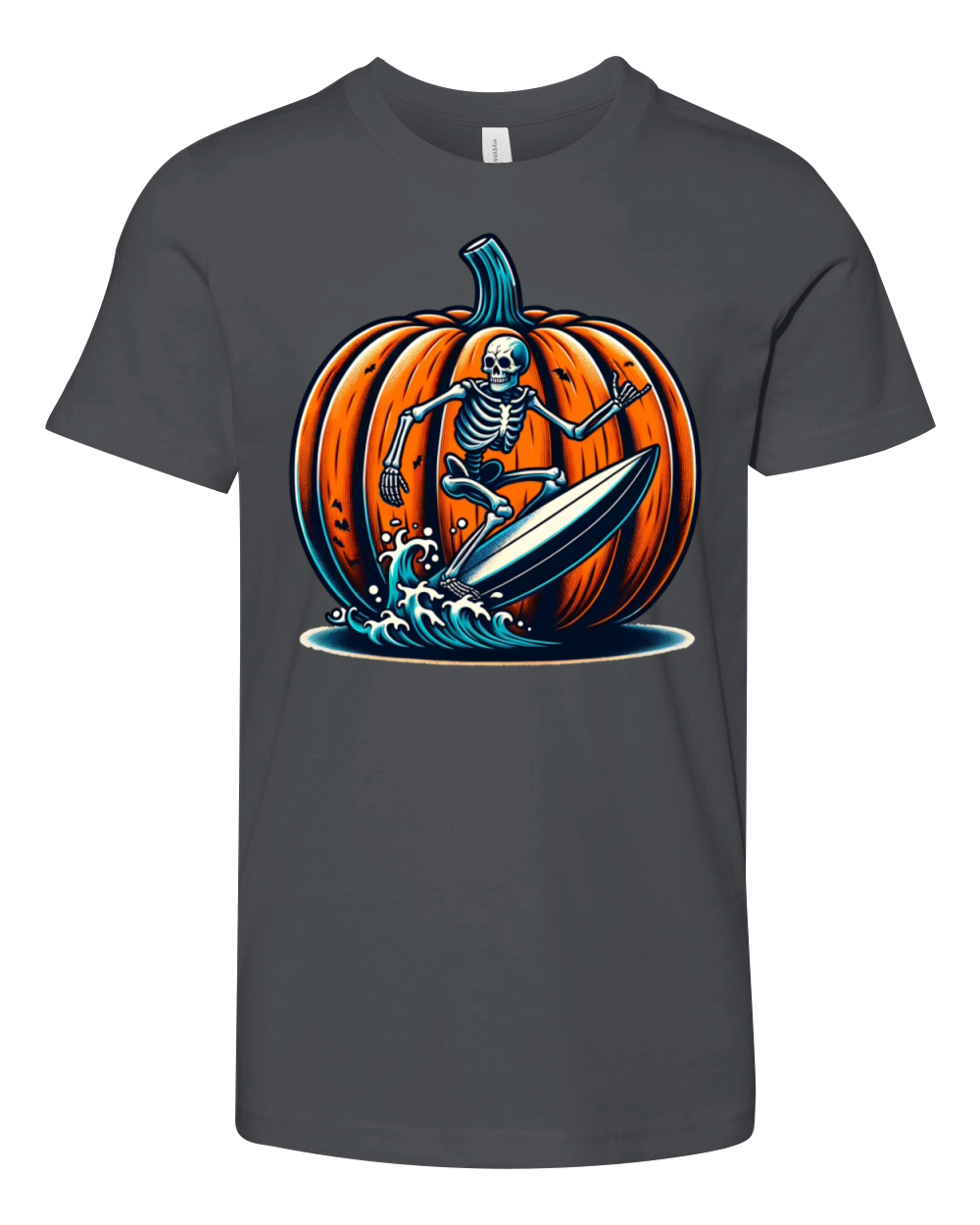 Vintage Surfing Skeleton Shirt Halloween Surfboard Youth Unisex Jersey Tee