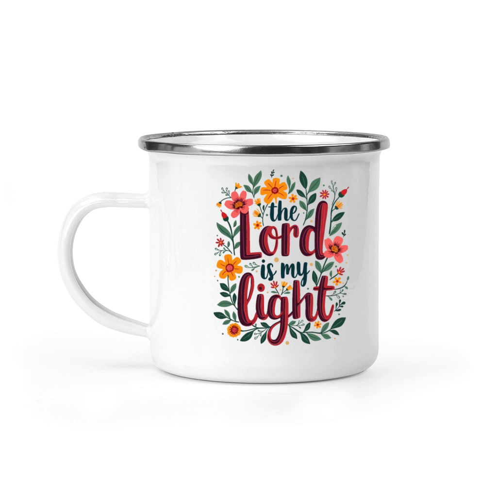 The Lord Is My Light Christian Quote Flower Floral Camping Mug