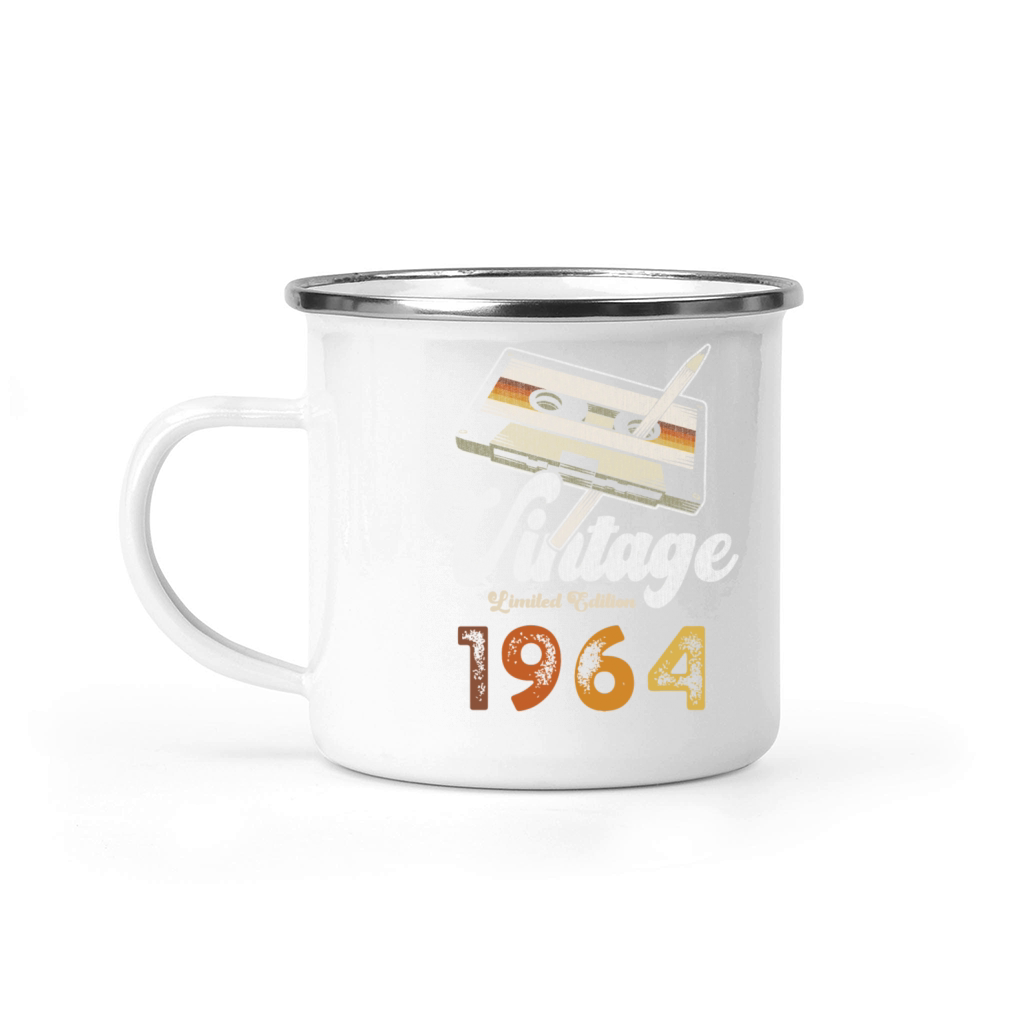 Vintage 1964 Birthday Cassette Pencil Camping Mug
