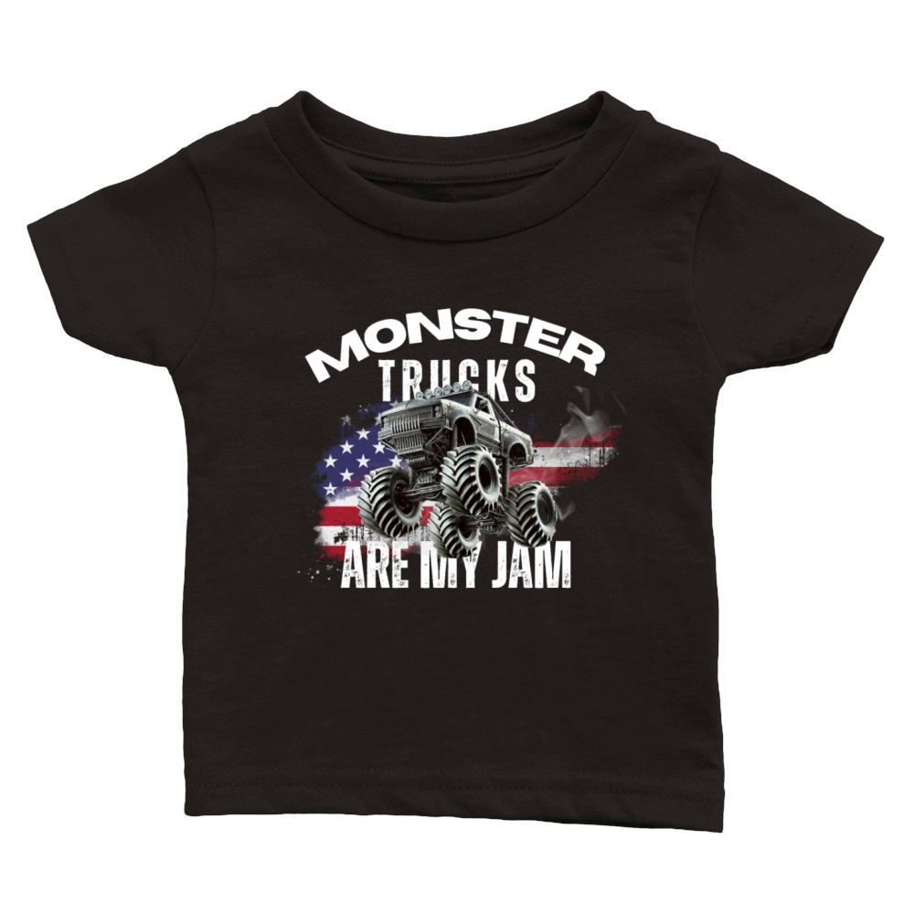 Monster trucks are my jam USA flag vintage team Classic Baby Crewneck T-shirt