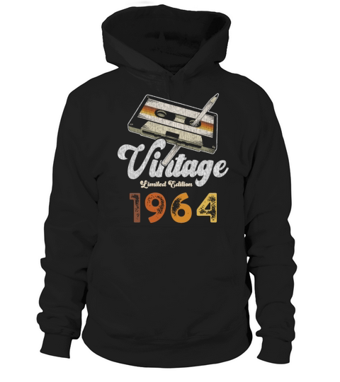 Vintage 1964 Birthday Cassette Pencil Hoodie Unisex