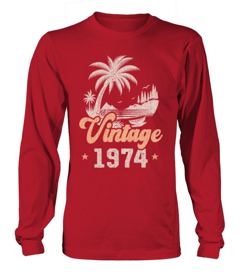 Vintage 1974 Birthday Palm Trees Long sleeved Unisex