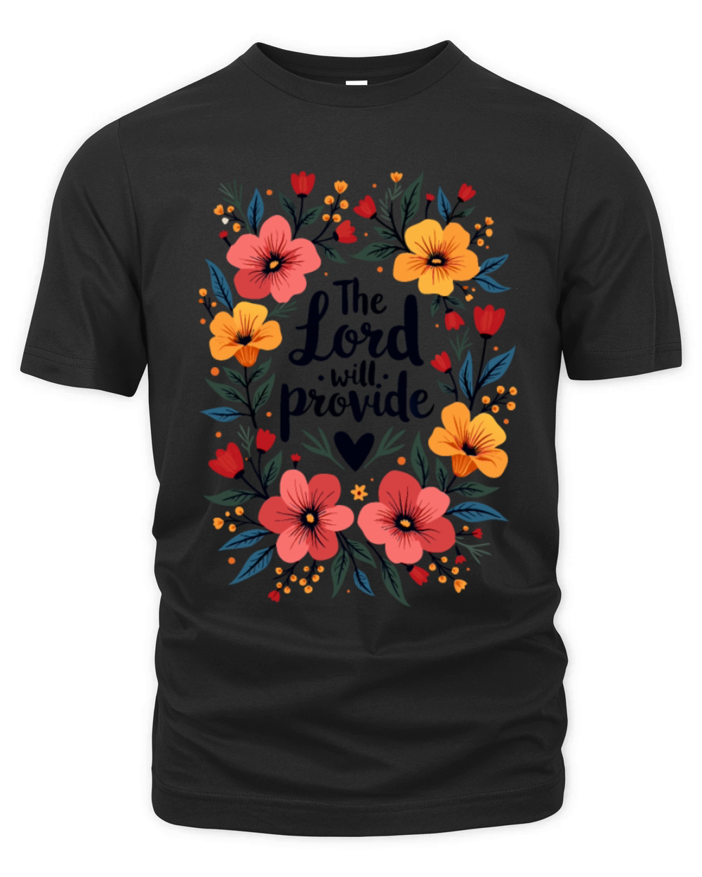 The Lord Will Provide Christian Quote Flower Organic Unisex T-shirt