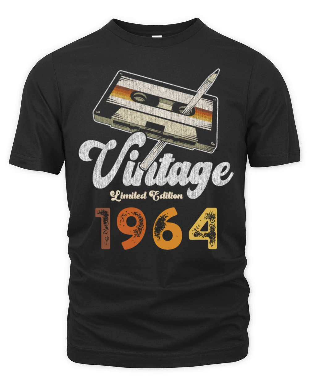 Vintage 1964 Birthday Cassette Pencil Organic Unisex T-shirt