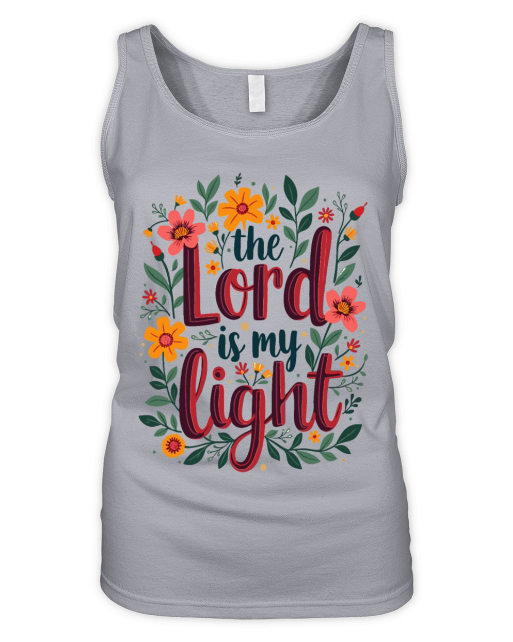The Lord Is My Light Christian Quote Flower Floral Organic Women's Tank Top