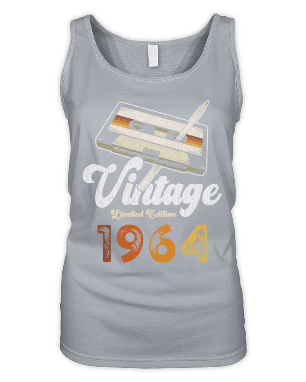Vintage 1964 Birthday Cassette Pencil Organic Women's Tank Top