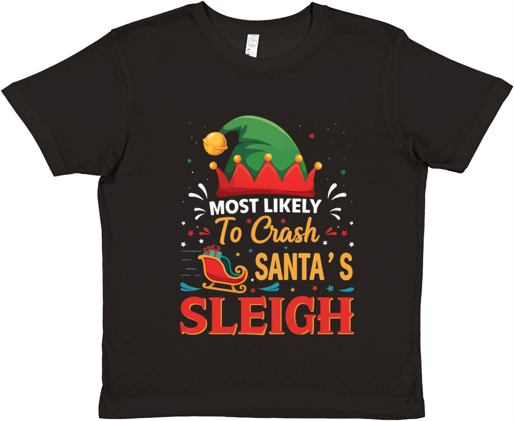 Most Likely To Crash Santas Sleigh Premium Kids Crewneck T-shirt