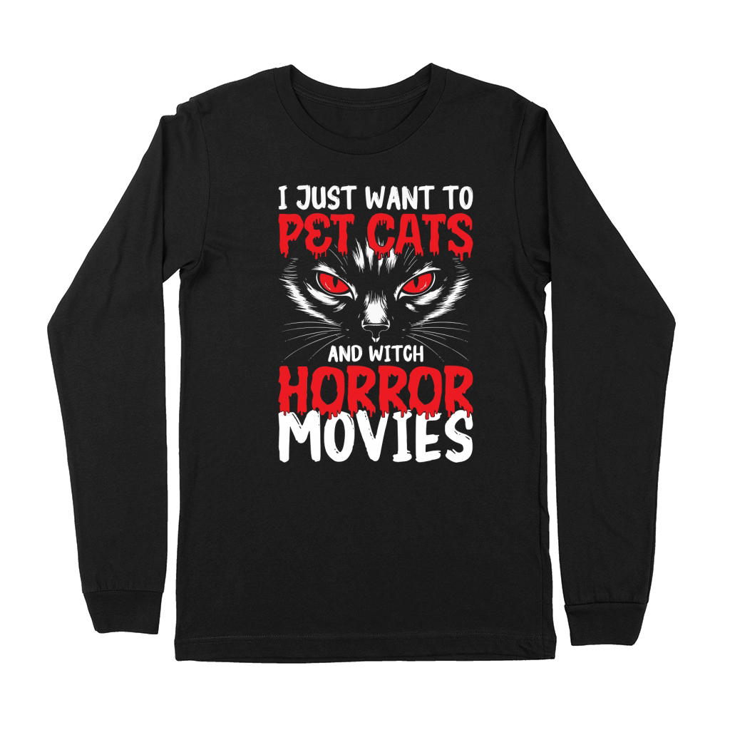 383. i just want to pet cats and witch horror movies Premium Long Sleeve