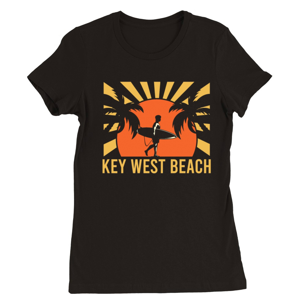 KEY-WEST BEACH Vintage Surfing Florida Premium Womens Crewneck T-shirt