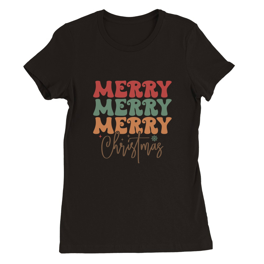 Merry 3 christmas Premium Womens Crewneck T-shirt