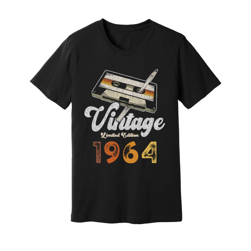 Vintage 1964 Birthday Cassette Pencil Unisex Jersey Tee