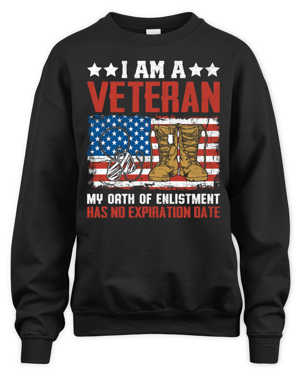 I AM A VETERAN MY OATH OF ENLISTMENT HAS NO EXPIRATION DATE Unisex Premium Crewneck Sweatshirt