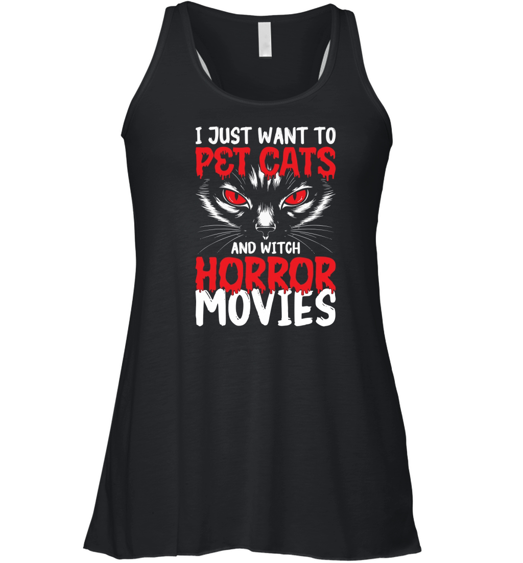 383. i just want to pet cats and witch horror movies Women's Flowy Tank Top