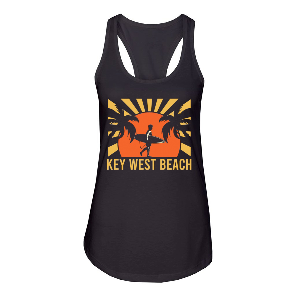 KEY-WEST BEACH Vintage Surfing Florida Women's Racerback Tank
