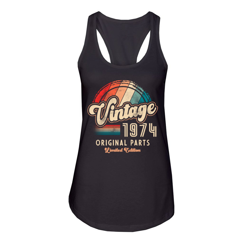 Vintage 1974 Birthday Retro Women's Racerback Tank