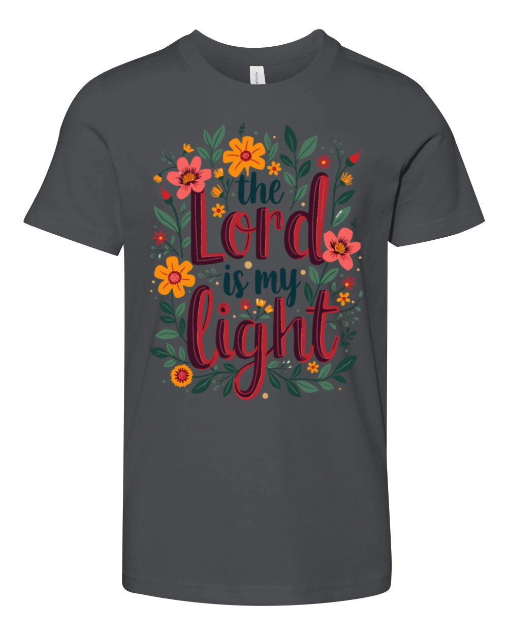 The Lord Is My Light Christian Quote Flower Floral Youth Unisex Jersey Tee
