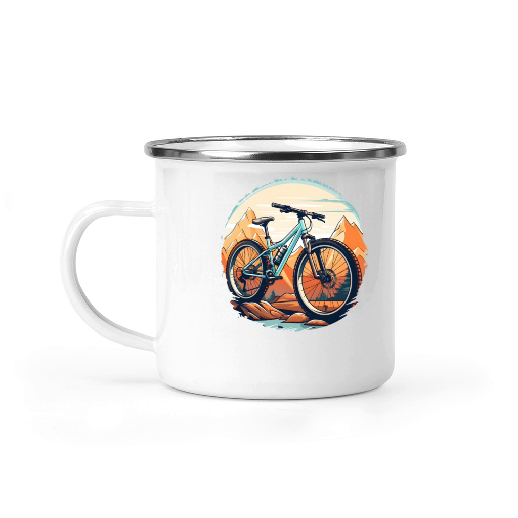 Mountain Biking Sketch Vintage Style Camping Mug