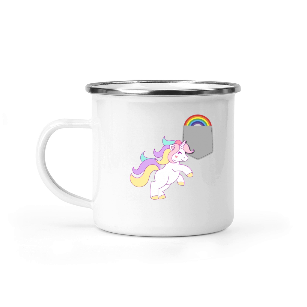 Unicorn Reaching Rainbow In Your Fake Pocket Funny Camping Mug