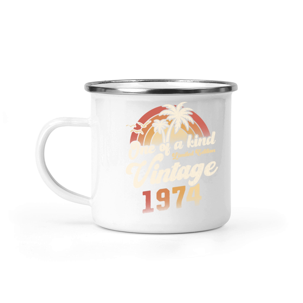 Vintage 1974 Birthday Palm Trees Camping Mug