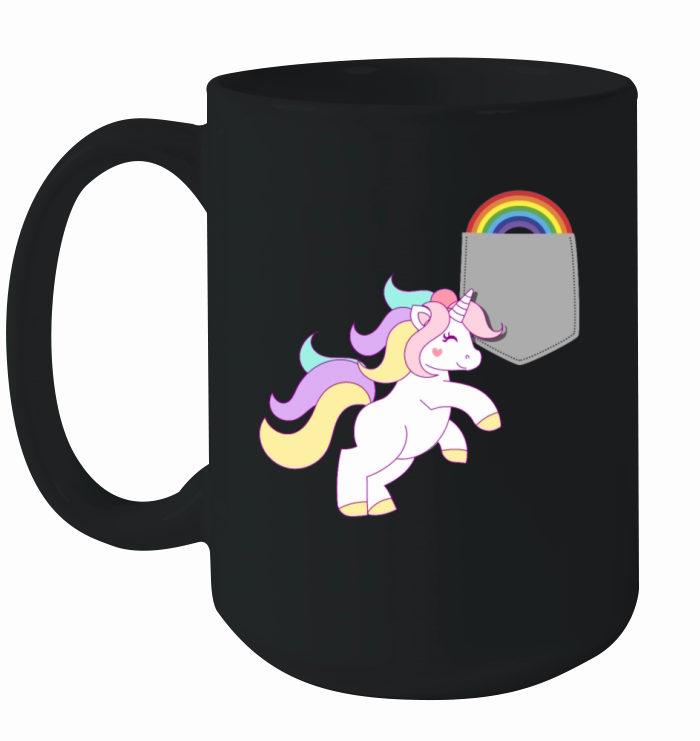 Unicorn Reaching Rainbow In Your Fake Pocket Funny Ceramic Mug