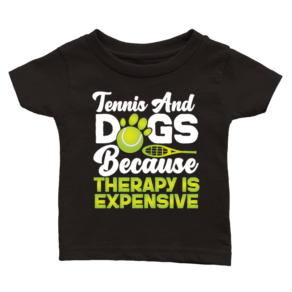 Funny Tennis Player Racket Dog Classic Baby Crewneck T-shirt