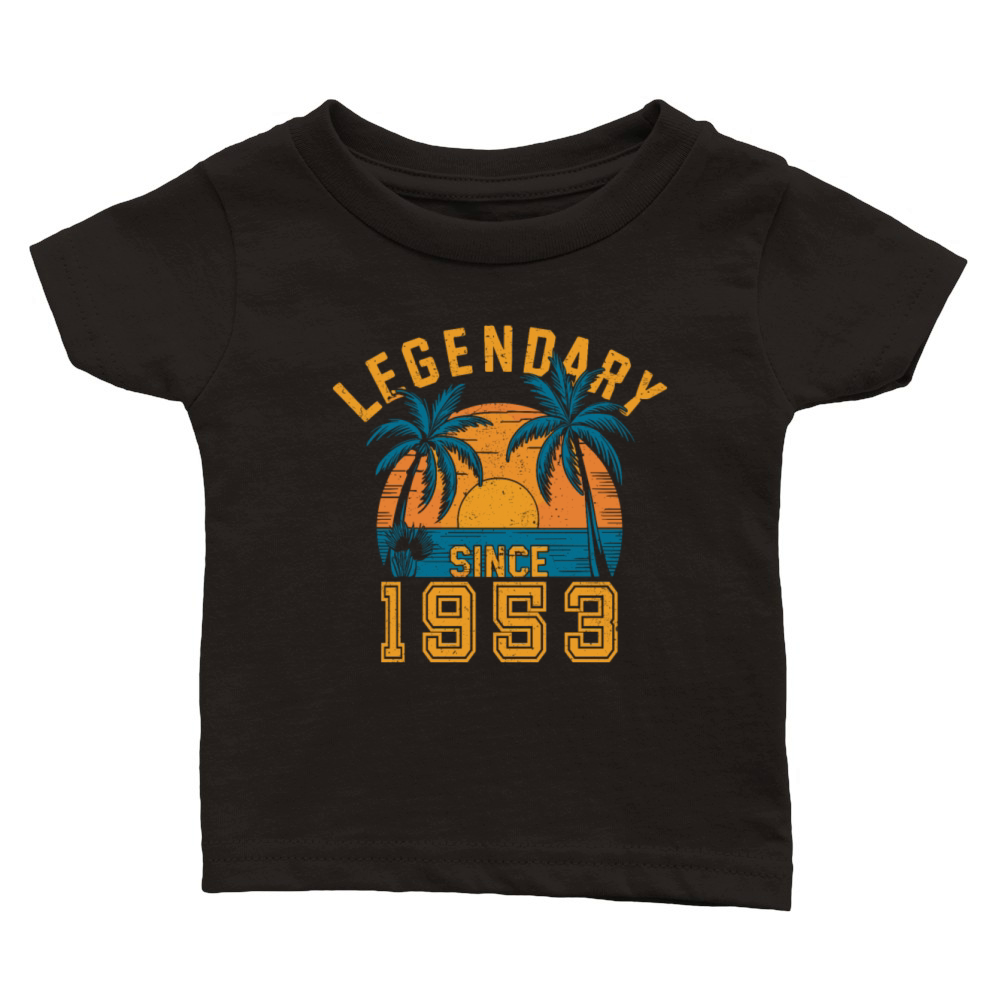 Legendary Since 1953 Birthday Sunset Retro Palm Classic Baby Crewneck T-shirt
