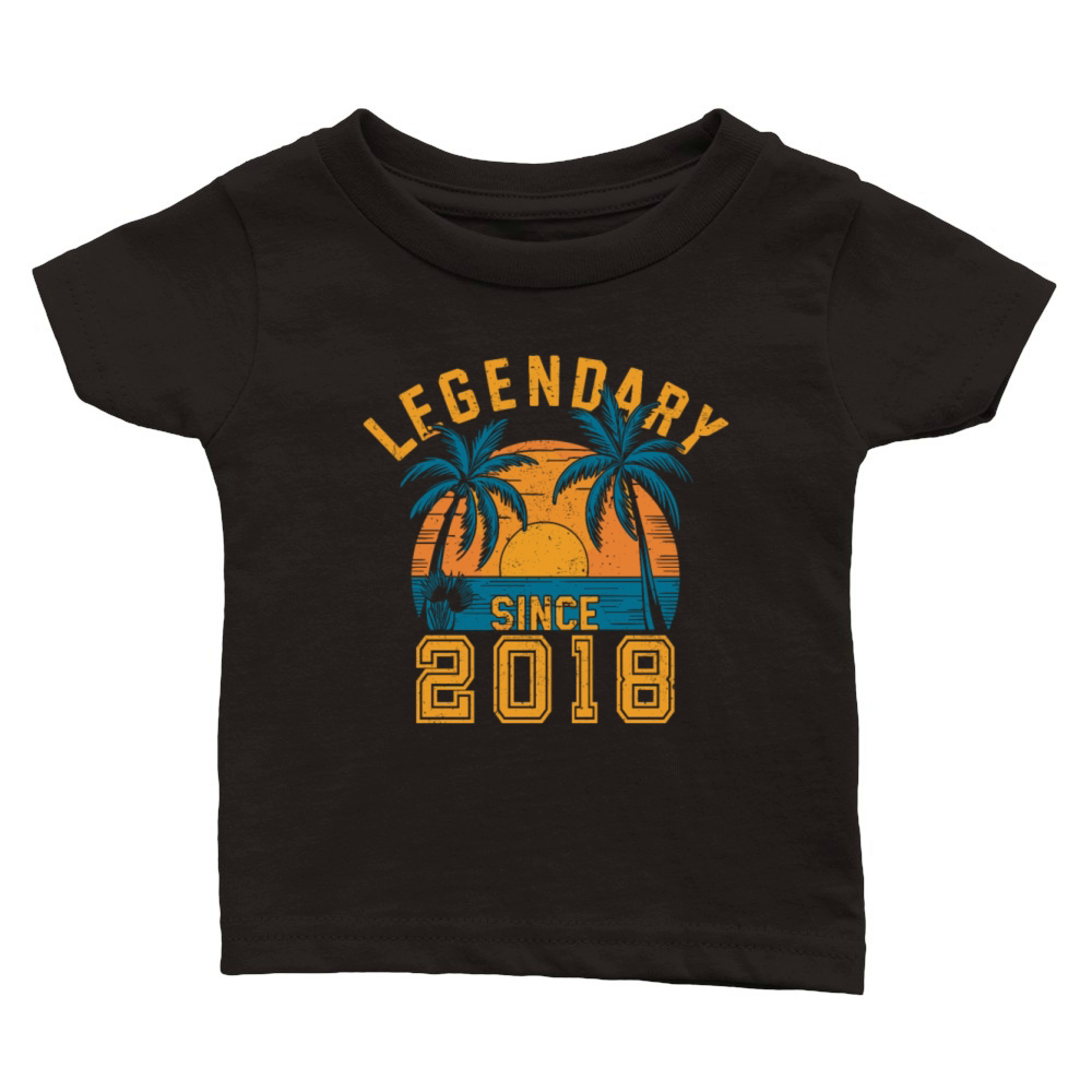 Legendary Since 2018 Birthday Sunset Retro Palm Classic Baby Crewneck T-shirt