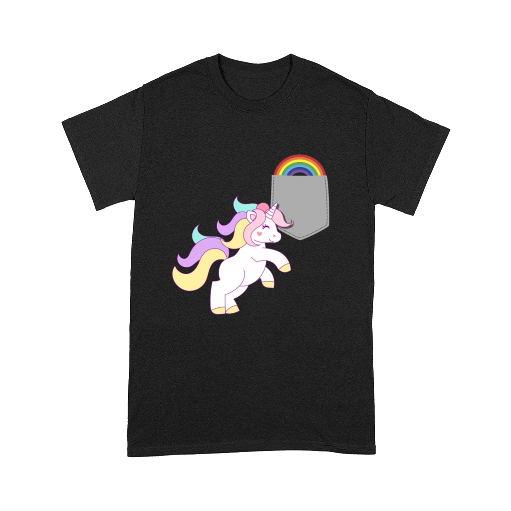 Unicorn Reaching Rainbow In Your Fake Pocket Funny Comfort T-shirt