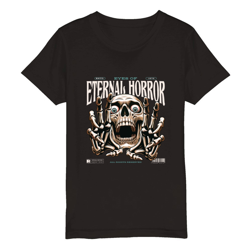 Eternal Horror Skull Organic Kids Crewneck T-shirt