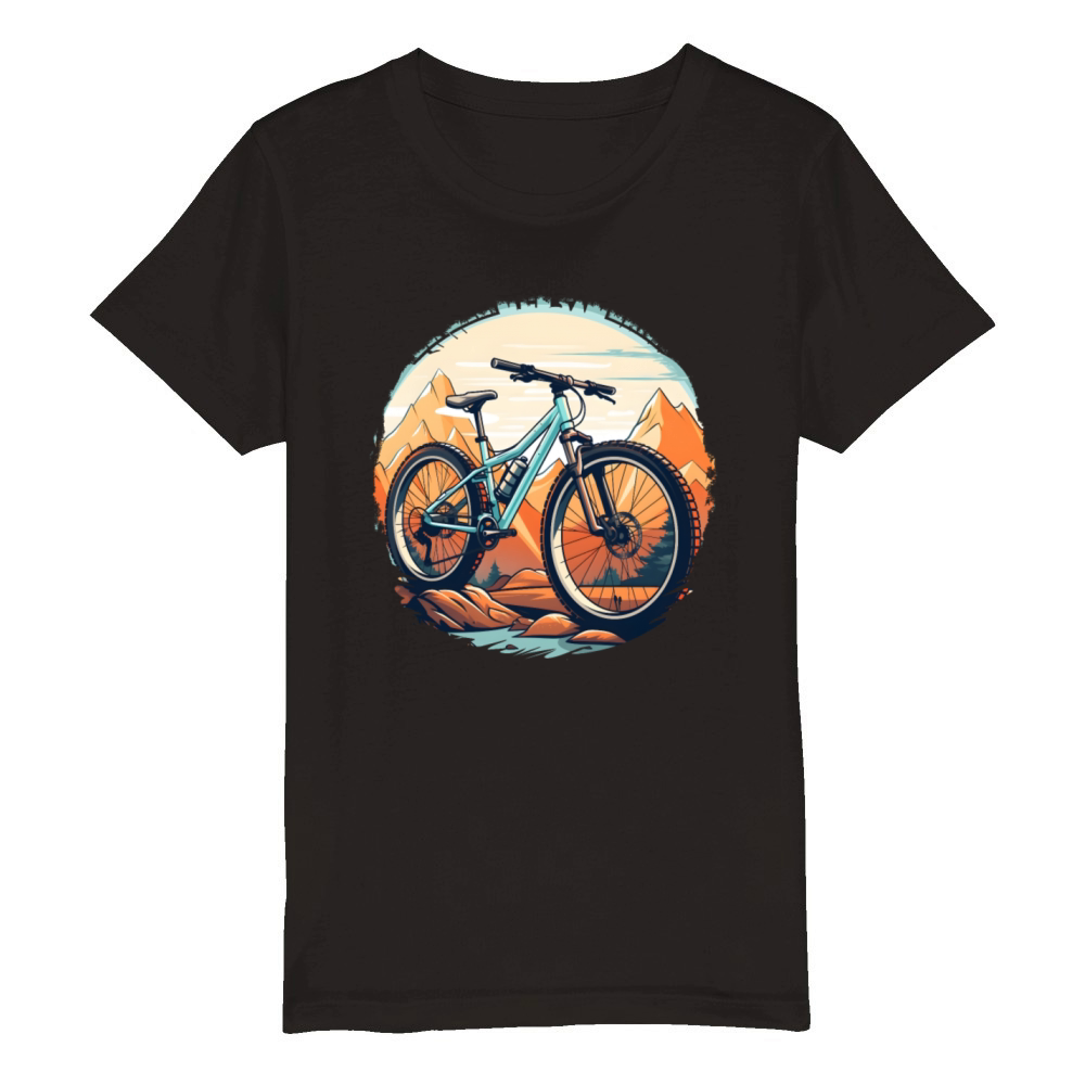 Mountain Biking Sketch Vintage Style Organic Kids Crewneck T-shirt