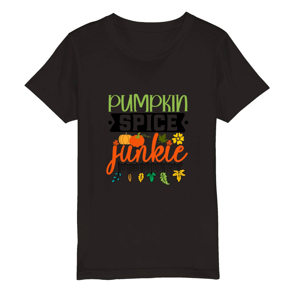 Pumpkin Spice Junkie Organic Kids Crewneck T-shirt