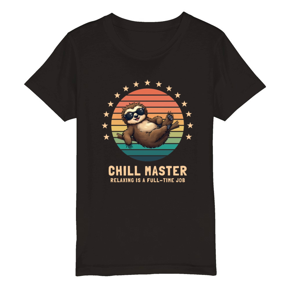 Sloth Lover Retro Sunset Organic Kids Crewneck T-shirt