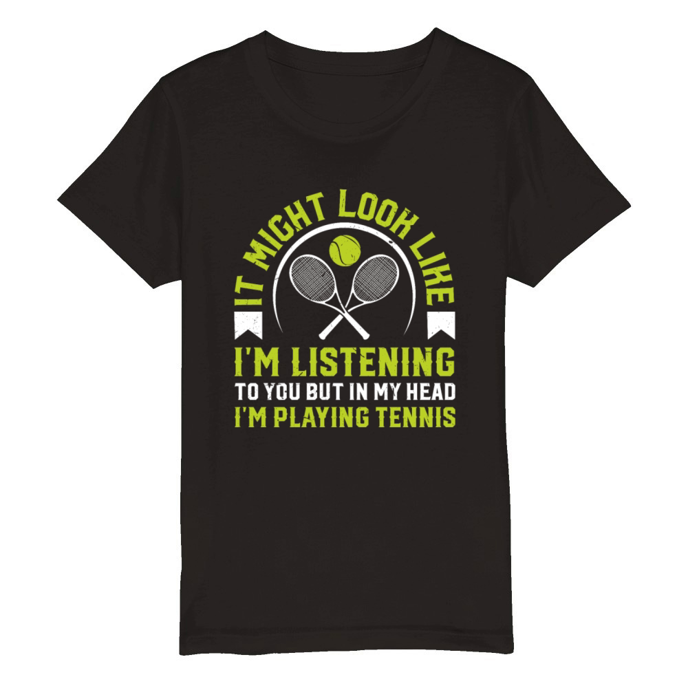 Tennis Lover - but in my head Im playing tennis Organic Kids Crewneck T-shirt